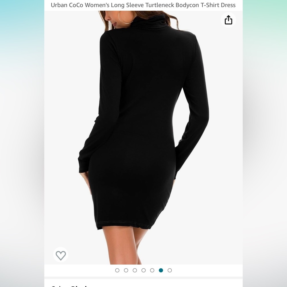 Women’s black bodycon turtle neck dress - Picture 5 of 5